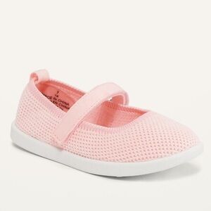 NWT Old Navy Pink Knit Mary-Jane Flats Velcro Strap
